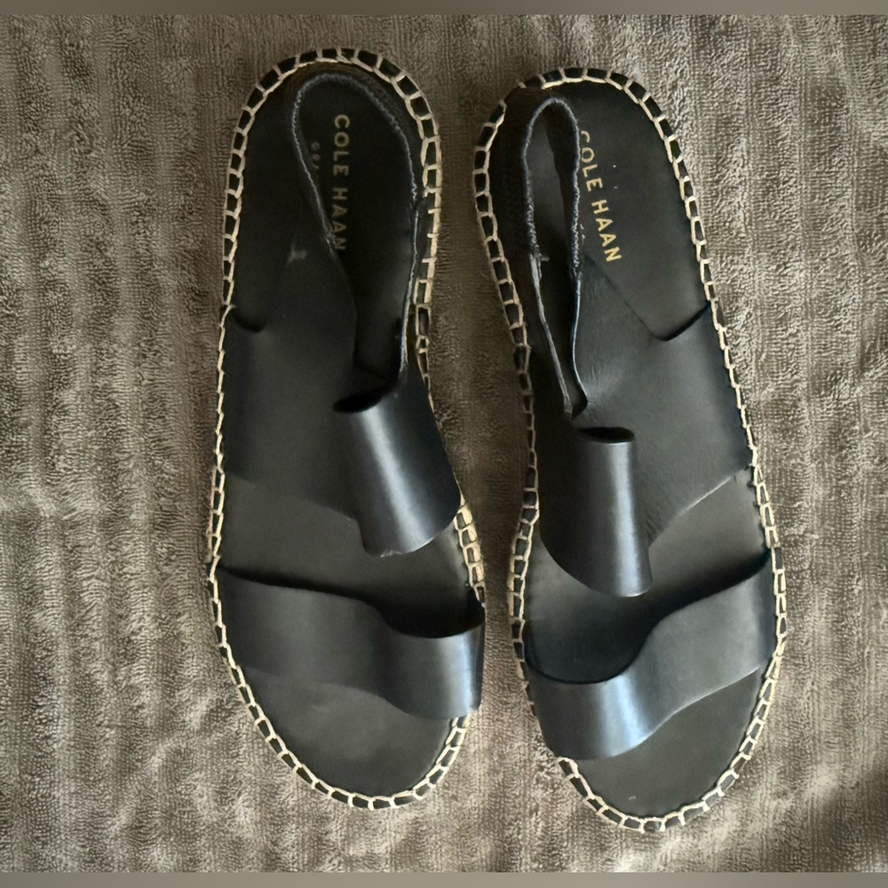 Womens Cole Haan Cloudfeel Espadrille, Black Leather. W14652 Size 7 1/2 B